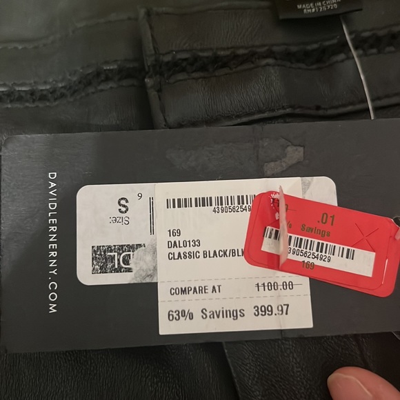 David Lerner NWT 100 percent lamb leather pants. Size small - Picture 6 of 9